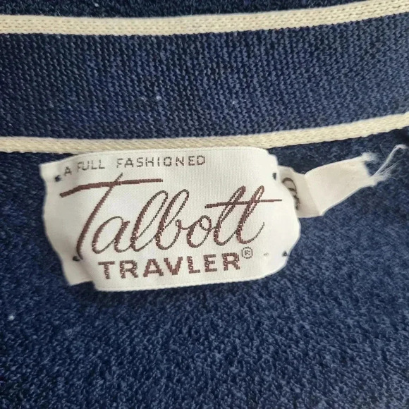 Vintage Talbott Traveler Blue Cardigan Geomtric Pattern Womens Size Medium - Picture 6 of 7
